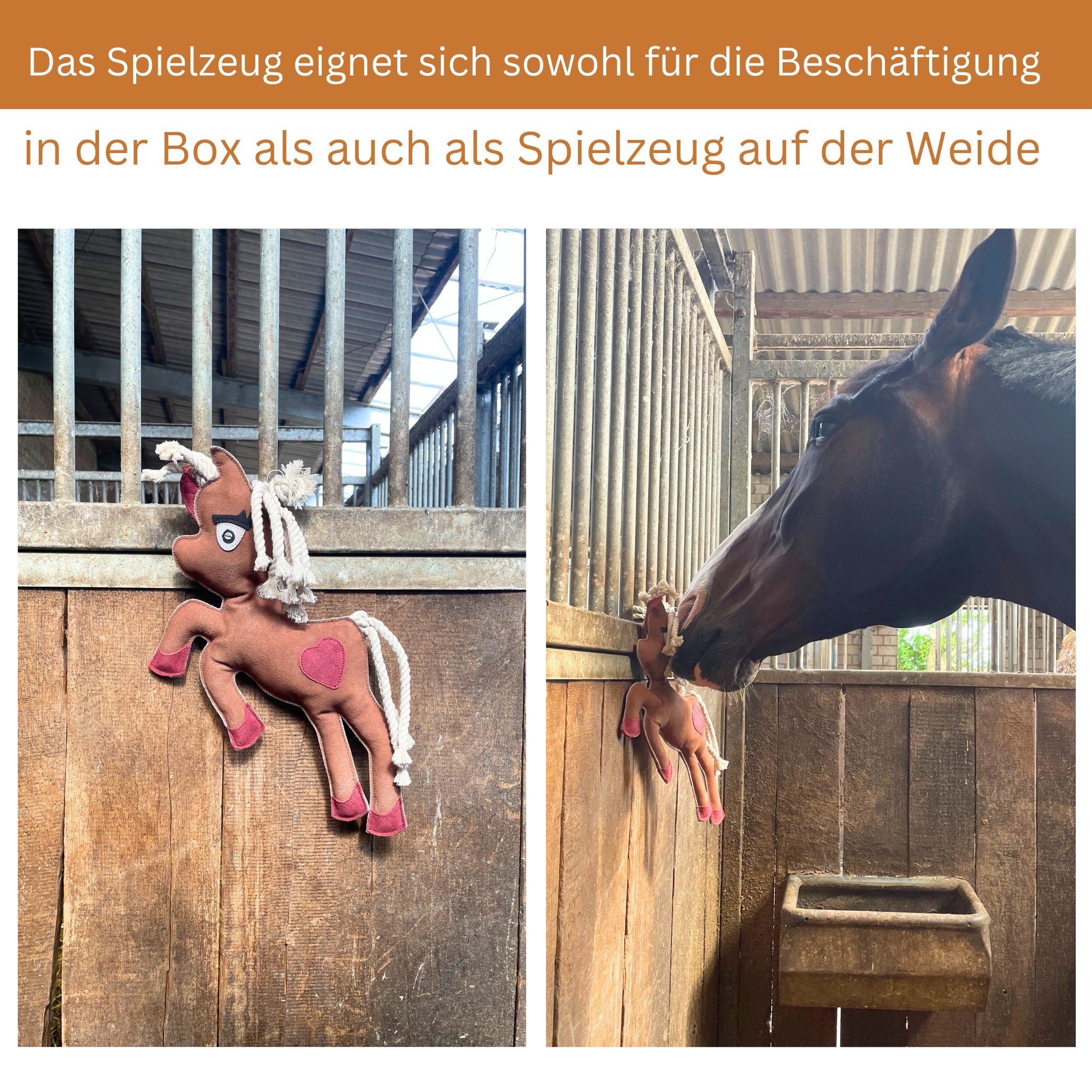Pferdespielzeug aus Wildleder als Beschäftigung